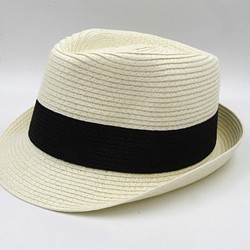 【紙布家】雙色紳士帽（白色）紙線編織 第1張的照片