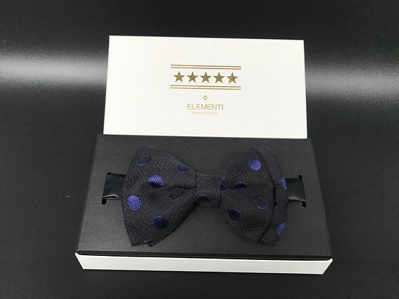 博多織ドット献上柄オリジナル蝶ネクタイ フォーマル/カジュアル 結婚式　パーティー bowtie 黒青