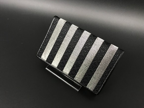 正版Chikuzen博多編織的條紋星形圖案原始名片夾銀線使用銀色限定產品禮物 第1張的照片