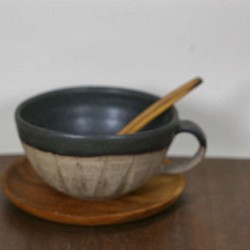 A・須恵器・スープカップ・黒 1枚目の画像