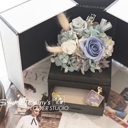 【花藝家飾禮品】恬靜粉藍不凋花抽屜禮盒 約會 告白 客製 第1張的照片