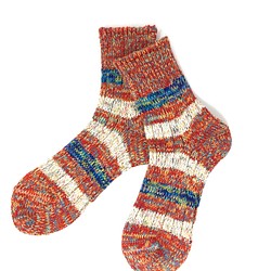 【TMSO-097 Autumn Light Hemp Socks】RED size 23㎝〜25㎝ 麻 奈良産靴下 1枚目の画像