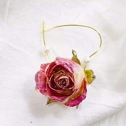 925純銀鍍金薔薇玫瑰乾花耳環 第1張的照片