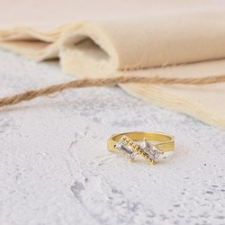 Reve 黃銅戒指 鋯石 復古 長方形 第1張的照片