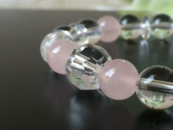 14厘米櫻桃色玫瑰石英和曝氣 - 水晶手鍊水晶球水晶之春 第1張的照片