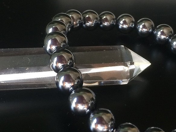 18厘米8毫米珠子美容和健康石頭高純度太赫茲手鍊 第1張的照片