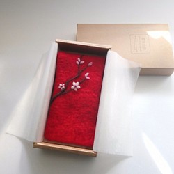 桃花/羊毛氈 收藏袋【過年紅包/情人節禮物/生日禮物】 第1張的照片