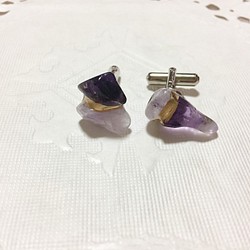 紫水晶 Kintsugi 袖扣 第1張的照片
