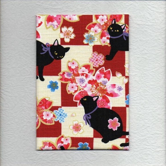 御朱印帳　黒猫と桜【G-061】 1枚目の画像