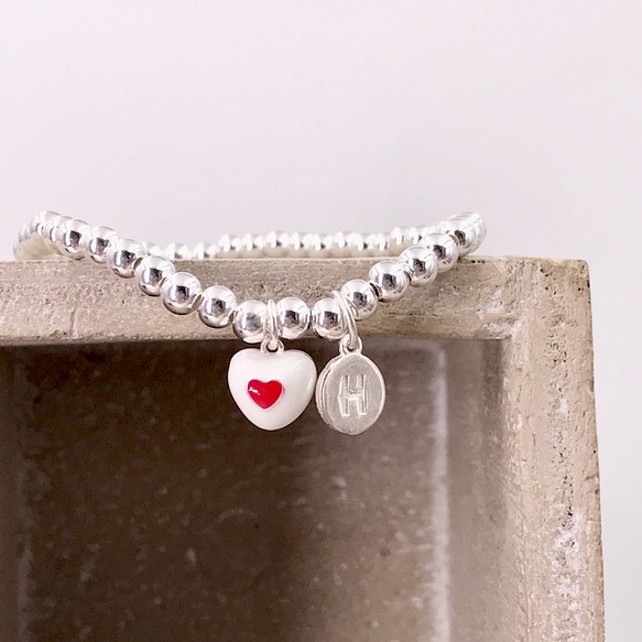 B10052 Sweet Heart Initial Silver 925 Bracelet 第1張的照片