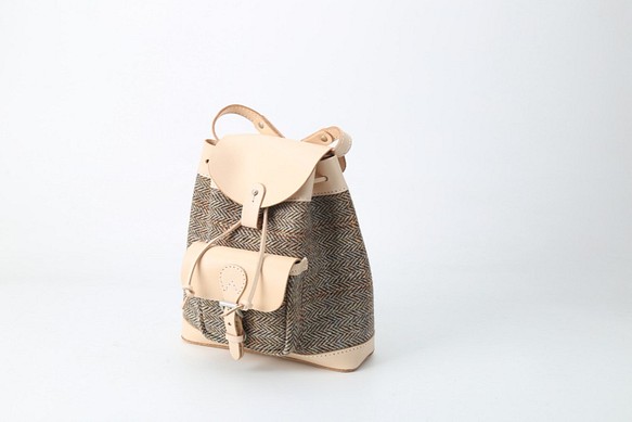 “帆布x皮革的組合”手工製作經典水桶包背包 第1張的照片