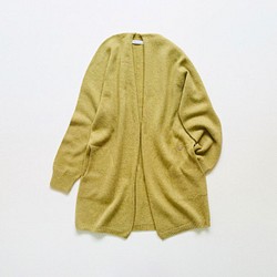 [售罄] 100% 羊毛長款帶口袋開衫 [油綠色] 第1張的照片