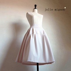 [售罄] Mimore 長度帶口袋柔軟褶皺喇叭裙 [粉紅色米色] [日本製造] [免運費] 第1張的照片