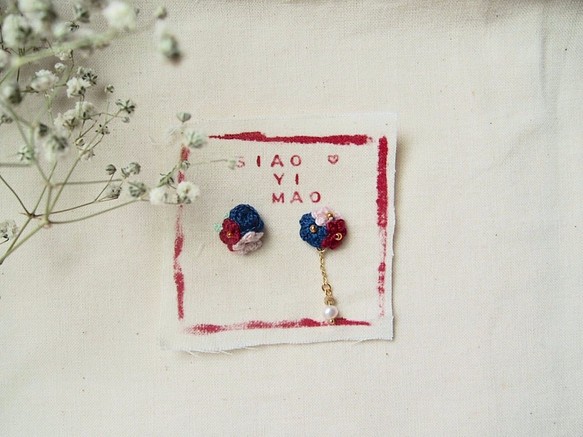 小藝毛siaoyimao．玫瑰花兒系列珍珠耳環/不鏽鋼耳針/可改夾式 第1張的照片