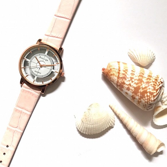 スケルトン腕時計 ホワイト×ピンク　 1枚目の画像