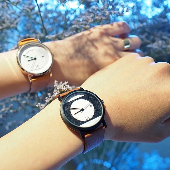 保持時間在一起的一對手錶-皮革手錶男士手錶一對手錶母親節禮物♪ 第1張的照片