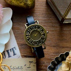 アンティーク調で可愛い腕時計 ブラック レディース 革ベルト オシャレ 時計　 1枚目の画像