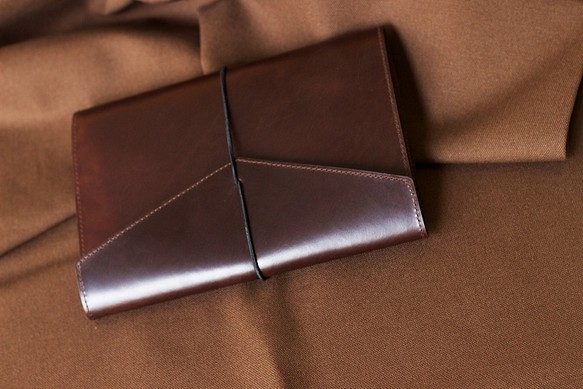 巧克力棕色皮革繞繩筆記本書套 第1張的照片