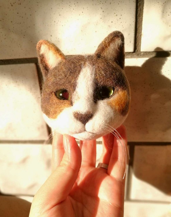 「接單製作」8厘米貓咪頭像 純手工羊毛氈作品---來圖定制   不植毛 第1張的照片