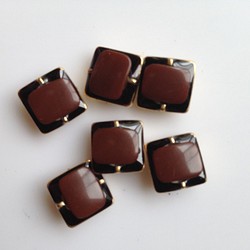 茶色×黒　ミニ6個　昭和レトロ　デッドストック　ボタン（11） 1枚目の画像