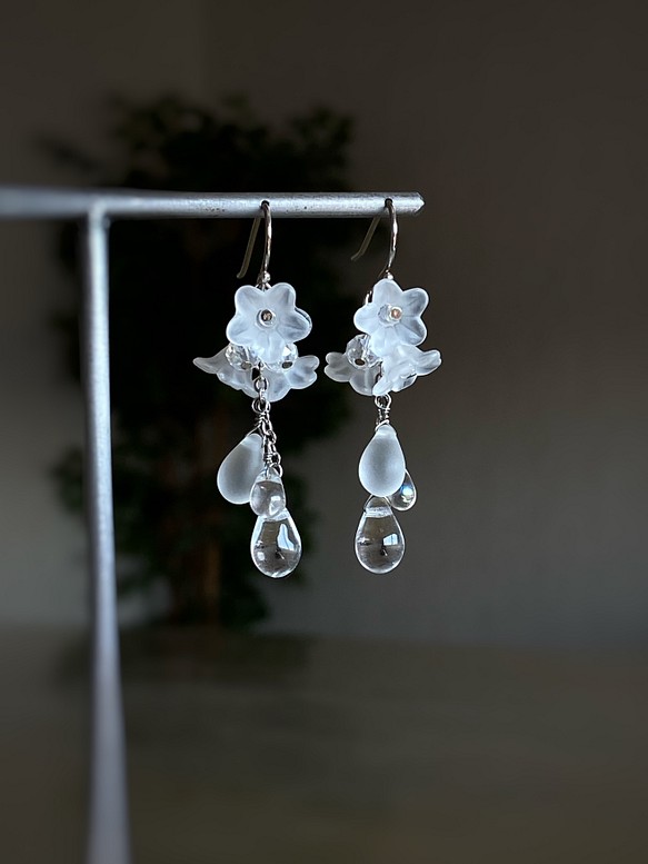 再販♡ Ice flower 氷の花としずくのピアス イヤリング変更可能 ピアス