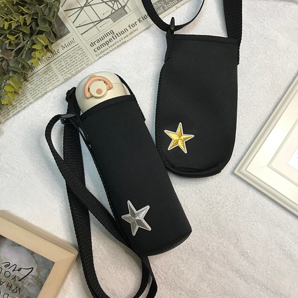 刺繍の星形ワッペンの水筒カバー 入園 入学 進級準備に ハンドメイド レッスンバッグ 入園グッズ Ribbon Jin 通販 Creema クリーマ ハンドメイド 手作り クラフト作品の販売サイト