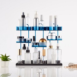 磁吸式化妝品瓶罐收納架-3入組-知性藍 第1張的照片