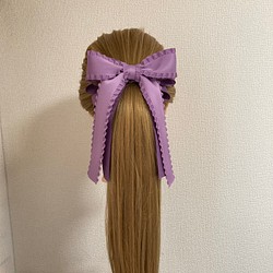 オーダー専用カート　プリンセスリボンのヘアリボンポニーフック　フリル 紫系