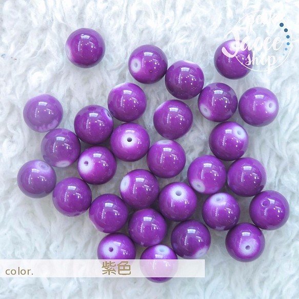 平滑亮面玻璃珍珠 x 圓形紫色 第1張的照片
