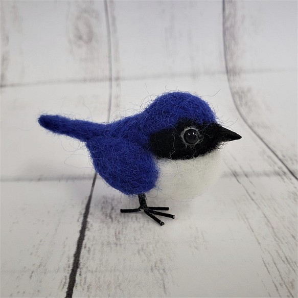 羊毛フェルト　ミニ　オオルリ　青い鳥　手のり　ブルー　小鳥　 k00689 1枚目の画像