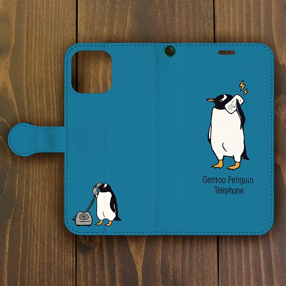 【iPhone 12対応】ジェンツーペンギン・トーキング・ブルー手帳型  Plus・ XR・ XS Max用【ペンギン】 1枚目の画像