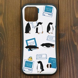 ペンギン【iPhone  12・13対応】グリップケース ペンギン『E』・ENTER  ブルーiPhone用 1枚目の画像
