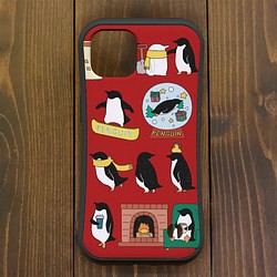 ペンギン【iPhone12・iPhone13対応】ペンギンウィンターレッド グリップケースiPhone用【各機種あり 1枚目の画像