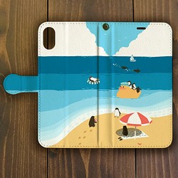 【iPhone11Pro対応】ペンギンビーチ 手帳型スマホケースiPhone用【各機種あります】 1枚目の画像