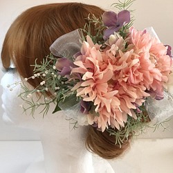 【免費送貨】幸福婚禮婚禮頭飾非洲菊×大麗花 第1張的照片