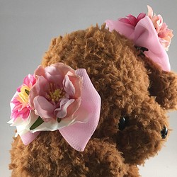 愛犬用 花の髪飾り　ヘアクリップ　ピンクローズ　2個セット　ハロウィン クリスマス プレゼント 1枚目の画像