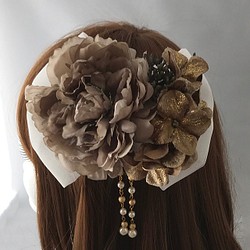 花髮飾品頭飾古董金牡丹×白絲帶婚禮派對稱為禮物 第1張的照片