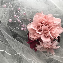 花のコサージュ　ピンクダリア×ガーベラ　入学式　卒業式　結婚式　1915-C8 1枚目の画像