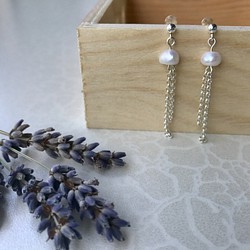 天然淡水真珠--- --- 925純銀製のイヤリングはシンプルな真珠のクラゲを気質 1枚目の画像
