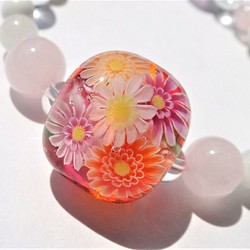 “非洲菊”玻璃手鐲Tonbo球玉石 第1張的照片