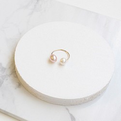 SALE ■double pearl hoop -pink-■ ダブルパールフープ ピンク 1枚目の画像