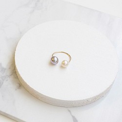 SALE ■double pearl hoop -gray-■ ダブルパールフープ グレー 1枚目の画像
