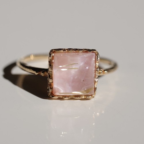 Rutile Quartz×Pink Opal Ring ルチルクオーツ×ピンクオパールリング