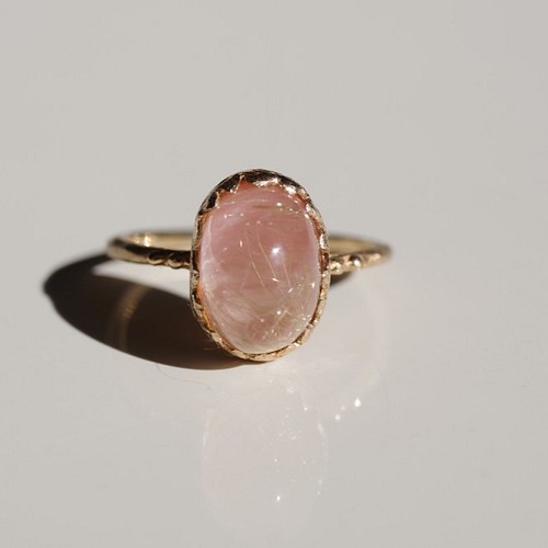 Rutile Quartz×Pink Opal Ring ルチルクオーツ×ピンクオパールリング