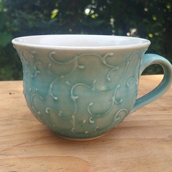トルコ青唐草模様のコーヒーカップ 1枚目の画像