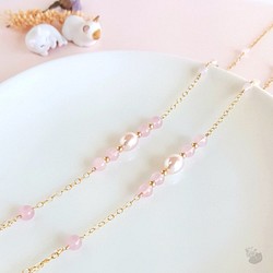 貓のShop • 粉水晶 + 粉珍珠 x 14KGF長項鍊 毛衣鍊 第1張的照片