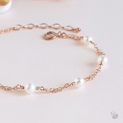 貓のShop • 淡水珍珠 x 14KGF玫瑰金迷你雙層手鍊 第1張的照片