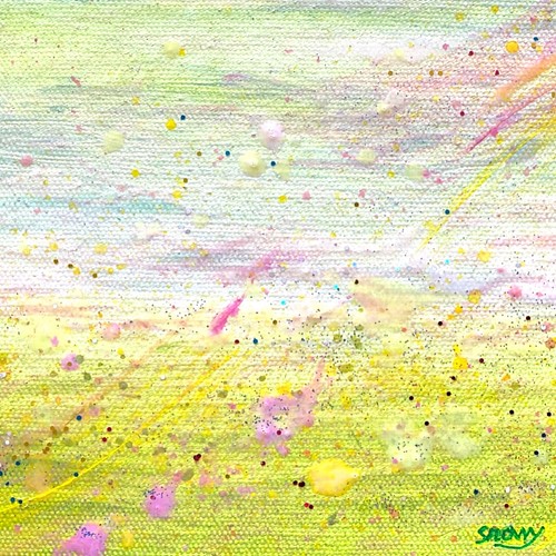 野原の星と空の花 キラキラ光る ミニサイズ アクリル画 18x14x1 7cm癒しの絵画 プレゼント リラックスタイム 絵画 Snowy 通販 Creema クリーマ ハンドメイド 手作り クラフト作品の販売サイト