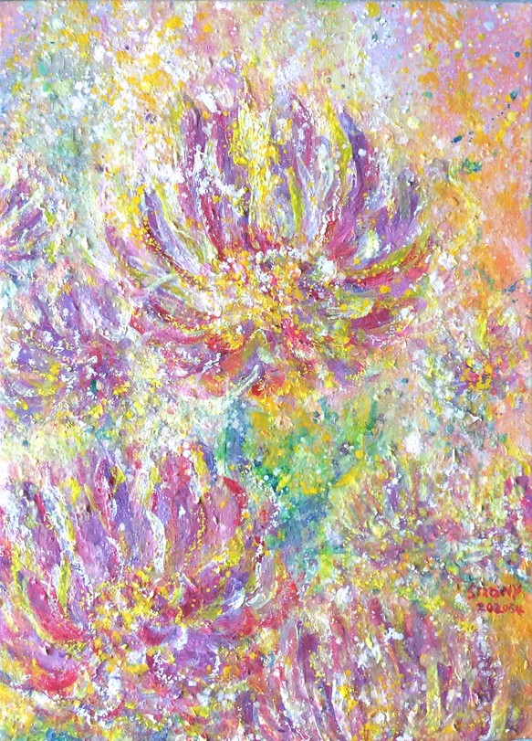 ありのまま輝く私（咲き誇れ）　ヒーリングアート 油彩 癒しの絵画 F4 333 x 242mm healing art