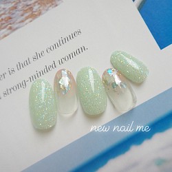 No 2 爽やか ミントグリーンのシェルネイル ネイルチップ ネイルシール New Nail Me ニューネイルミー 通販 Creema クリーマ ハンドメイド 手作り クラフト作品の販売サイト